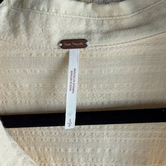 Free People Butter Yellow Textured Tunic Mini Dress Tie Front Boho Style Small - Picture 5 of 9